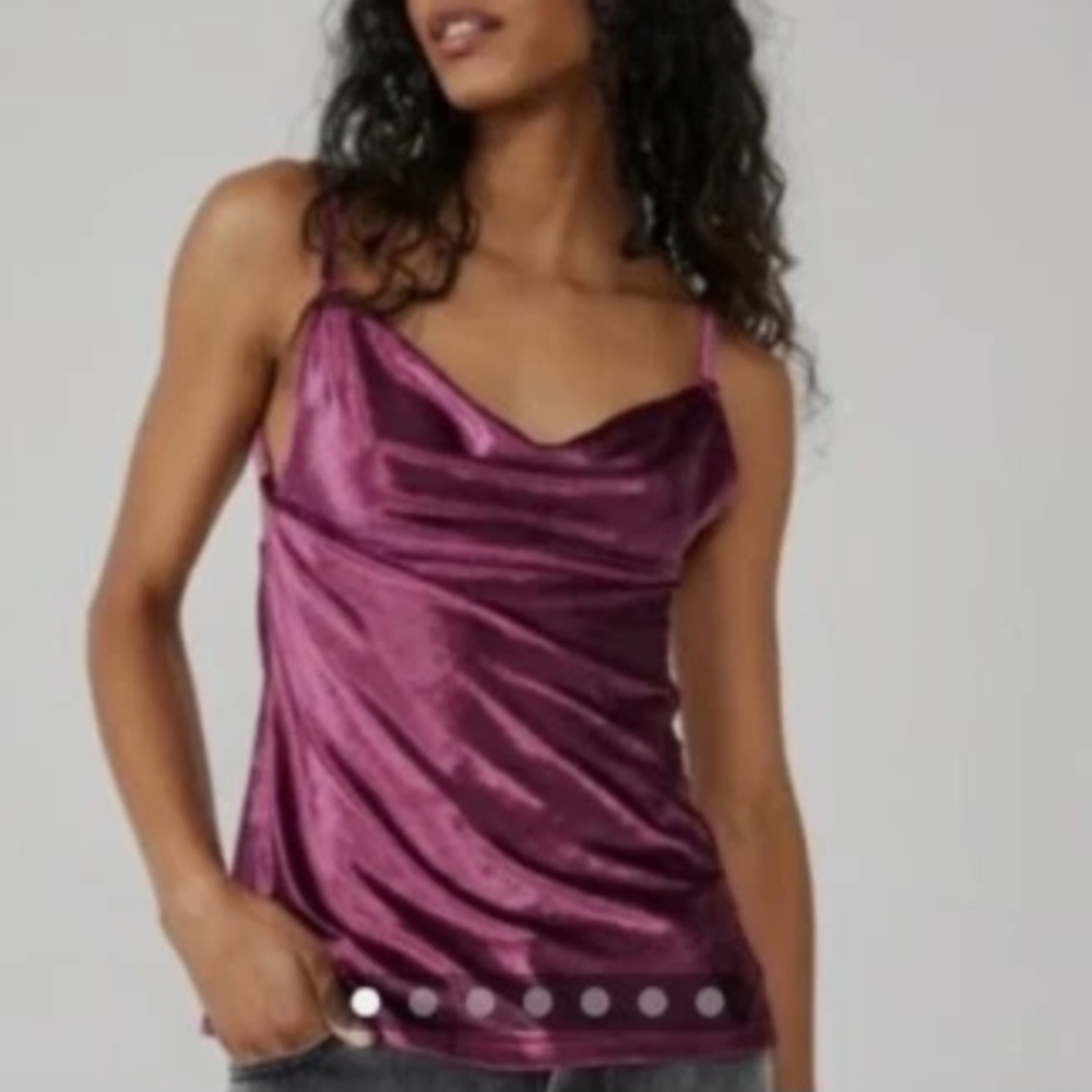 Free People All Night Velvet Cowl Neck Camisole Top